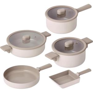 image:imageChou Chou Kitchen Essential 6Pieces Cookware Set with Lid Healthy Cooking Ceramic Coating 7 Saucepan 8 Casserole 95 Low Pot Induction Compatible Kitchenware Made in Korea5