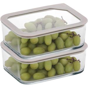 image:imageNeoflam 2 Set FIKA One Borosilicate Glass Food Container with Lid Microwave Oven Dishwasher Freezer Safe Stylish Home Deco Modern Kitchen Storages Refrigerator Canisters 44oz 1300ml 137qt44 oz