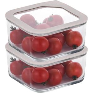 image:imageNeoflam 2 Set FIKA One Borosilicate Glass Food Container with Lid Microwave Oven Dishwasher Freezer Safe Stylish Home Deco Modern Kitchen Storages Refrigerator Canisters 44oz 1300ml 137qt31 oz