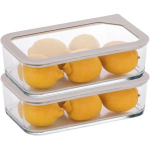 image:imageNeoflam 2 Set FIKA One Borosilicate Glass Food Container with Lid Microwave Oven Dishwasher Freezer Safe Stylish Home Deco Modern Kitchen Storages Refrigerator Canisters 44oz 1300ml 137qt54 oz