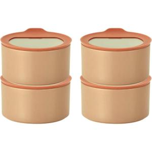 image:imageNeoflam 4 Set FIKA One Kitchen Porcelain Ceramic Food Container with Glass Lid Microwave Oven Dishwasher Safe Storage Pantry Refrigerator Cabinet Organization Home Deco 1000ml  106 qt  34ozRose Pink