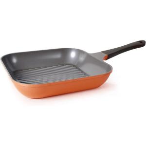 image:imageNeoflam Eela 11 Non Stick Grill Pan Griddle Square Stovetop Grill with Sear Ridges PFOA Free Ecolon Ceramic Coating for Skillet broil Fish Vegetables and Meat Scratch Resistant GreenOrangeBrown