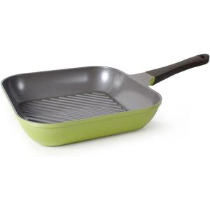 image:imageNeoflam Eela 11 Non Stick Grill Pan Griddle Square Stovetop Grill with Sear Ridges PFOA Free Ecolon Ceramic Coating for Skillet broil Fish Vegetables and Meat Scratch Resistant GreenOlive Green