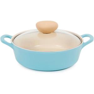image:imageNeoflam Retro 20QT Low Stock Pot with Lid  87 22cm Nonstick Ceramic Coated Casserole Pot for Soup Pasta Stew Dishwasher Safe Elegant Pink Cookware for Everyday Use Made in KoreaMint Blue