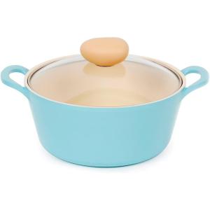 image:imageNeoflam Retro 3QT Stockpot with Lid  87 22cm Nonstick Ceramic Coated Casserole Saute Pot Dutch Oven with Silicone Handle Holder Dishwasher Safe Elegant Kitchen Cookware Made in KoreaMint Blue