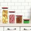 image:imageNeoflam Kitchen Pantry Airtight Smart Seal Dry Food Storage with Lid Modular Stackable Square Clear Canister for Cereal Sugar Flour Snack Coffee Pasta Container 8 Set Black LidBlack