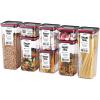 image:imageNeoflam Kitchen Pantry Airtight Smart Seal Dry Food Storage with Lid Modular Stackable Square Clear Canister for Cereal Sugar Flour Snack Coffee Pasta Container 8 Set Black LidBlack