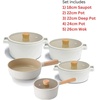 image:imageFIKA Kitchen Essential 9Piece Nonstick Cookware Set Healthy Cooking Ceramic Coating Pots with Lid and Wok with Wood Handle Induction Compatible Kitchenware Everyday Use Made in Korea