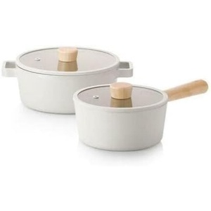 image:imageFIKA Kitchen Nonstick 4Piece Cookware Pot Set with Lid Healthy Cooking NonStick Ceramic Coating Stockpot Saucepan Induction Compatible Kitchenware Made in Korea 2 SET