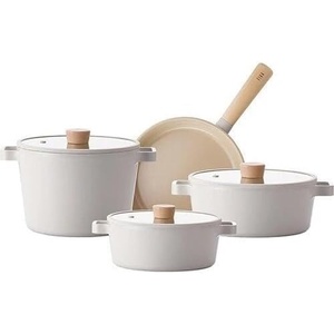 image:imageNEOFLAM FIKA 7 pieces Kitchen Essential Cookware Pan and Pot with Glass Lid Set Nonstick Ceramic Coating Skillet Casserole Induction Made in Korea
