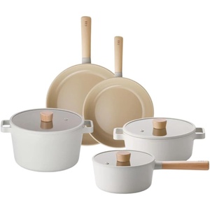 image:imageNEOFLAM FIKA 8Piece Home Kitchen Essential Cookware Pot and Pan Set with Lid Nonstick Ceramic Coating Induction Made in Korea5 SET