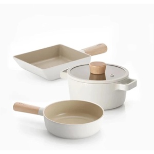 image:imageNeoflam FIKA 4Piece Home Kitchen Essential Mini Cookware Pan and Pot Set with Lid Nonstick Ceramic Coating Induction Made in Korea