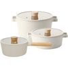 image:imageNeoflam FIKA 6 Piece Kitchen Nonstick Cookware Pot Set with GlassLid Induction Multipurpose Cooking Essential Casserole Every Day Use Made in Korea IvoryIvory