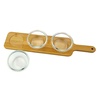 image:imageNeoflam Mini Round 676oz Glass Pinch Pref Bowl Set of 3 with Bamboo Board Tray Food Storage Durable MultiPurpose Serving and Storage Solution