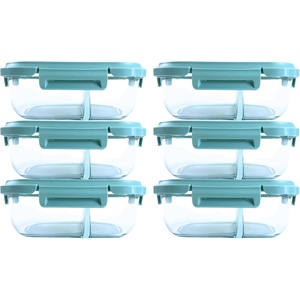 image:imageNeoflam 12Pieces Airtight Kitchen Storage with Lid Oval Bento Glass Food Container with Vent Microwave Meal Prep Canister Dishwasher and Oven Safe 39oz  12 Liter  48 cups37oz