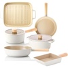 image:imageFIKA Kitchen Essential 8Piece Cookware Set Nonstick Ceramic Coating Pan BBQ Grill Pot with Lid Induction Made in Korea