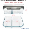 image:imageNeoflam 2 Compartment Glass Food Container Set of 2 with Airtight Lid  Divided Reusable Meal Storage Box Microwave Oven amp Dishwasher Safe 34 oz 1 Liter 43 cups34 ounces