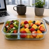 image:imageNeoflam 2 Compartment Glass Food Container Set of 2 with Airtight Lid  Divided Reusable Meal Storage Box Microwave Oven amp Dishwasher Safe 34 oz 1 Liter 43 cups34 ounces