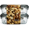 image:imageNeoflam 2 Compartment Glass Food Container Set of 2 with Airtight Lid  Divided Reusable Meal Storage Box Microwave Oven amp Dishwasher Safe 34 oz 1 Liter 43 cups34 ounces