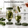 image:imageNeoflam Pickle Jar with Flip Strainer 37 oz Glass Pickle Container for Olives Jalapeos amp Kimchi Hourglass Juice Separator Airtight LeakProof Food Storage BPAFree Wide Mouth Jar2