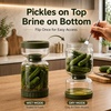 image:imageNeoflam Pickle Jar with Flip Strainer 37 oz Glass Pickle Container for Olives Jalapeos amp Kimchi Hourglass Juice Separator Airtight LeakProof Food Storage BPAFree Wide Mouth Jar2
