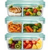 image:imageNeoflam 2 Compartment Glass Food Container Set of 3 with Airtight Lid  Divided Reusable Meal Storage Box Microwave Oven amp Dishwasher Safe 34 oz 1 Liter 43 cups