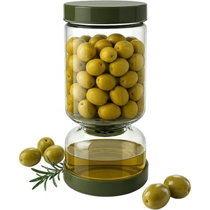 image:imageNeoflam Pickle Jar with Flip Strainer 37 oz Glass Pickle Container for Olives Jalapeos amp Kimchi Hourglass Juice Separator Airtight LeakProof Food Storage BPAFree Wide Mouth Jar1
