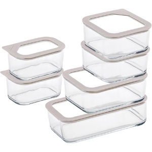 image:imageNeoflam 6 Set FIKA One Borosilicate Glass Food Container with Lid Microwave Oven Dishwasher Safe Stylish Home Deco Modern Kitchen Storage SETAssorted 6Pack